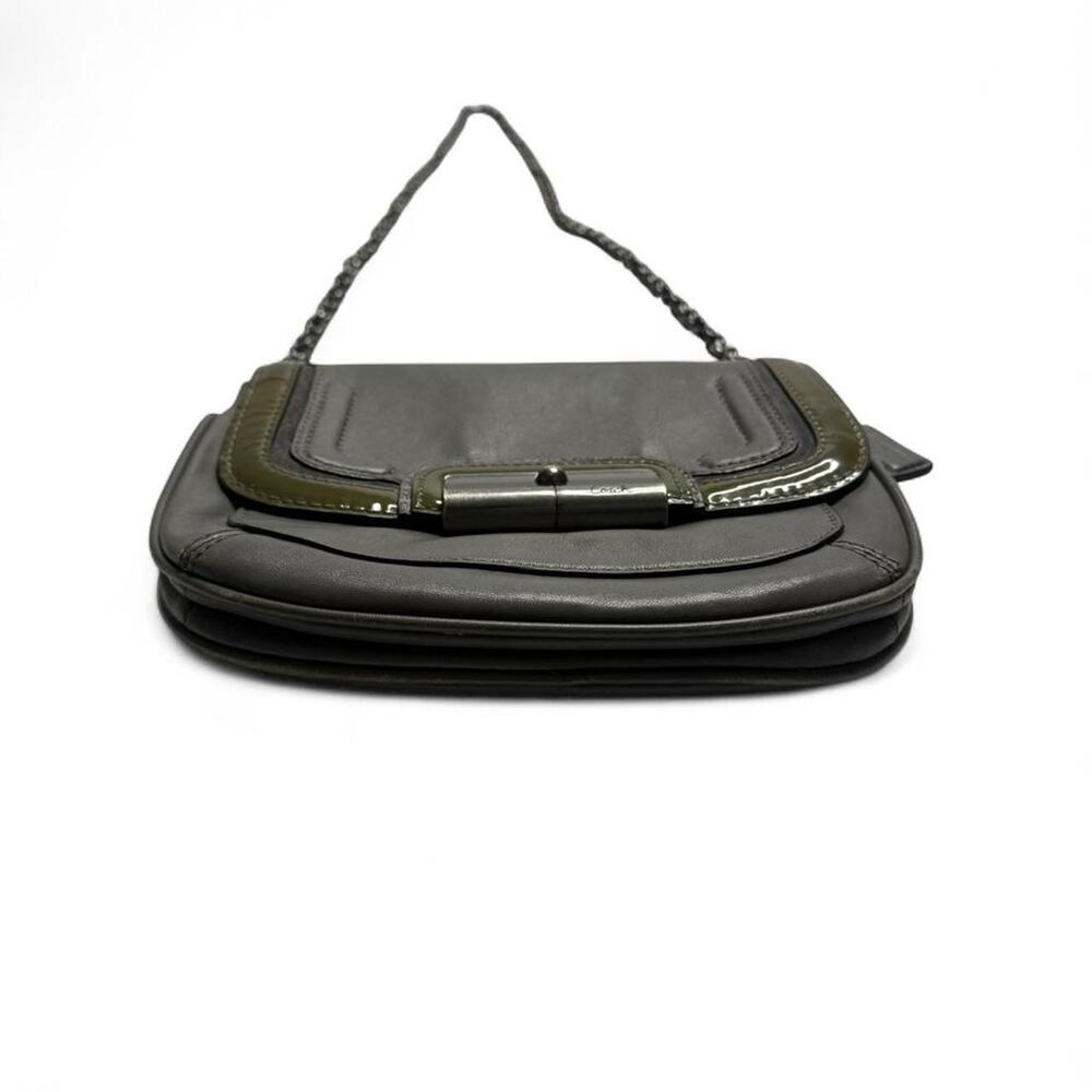 Vintage Coach Kristin Spectator Leather Grey Chanel crossbody bag coach tagchain - Picture 6 of 8